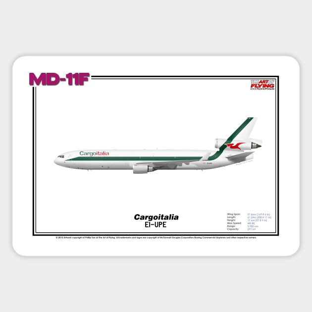 McDonnell Douglas MD-11F - Cargoitalia (Art Print) Sticker by TheArtofFlying